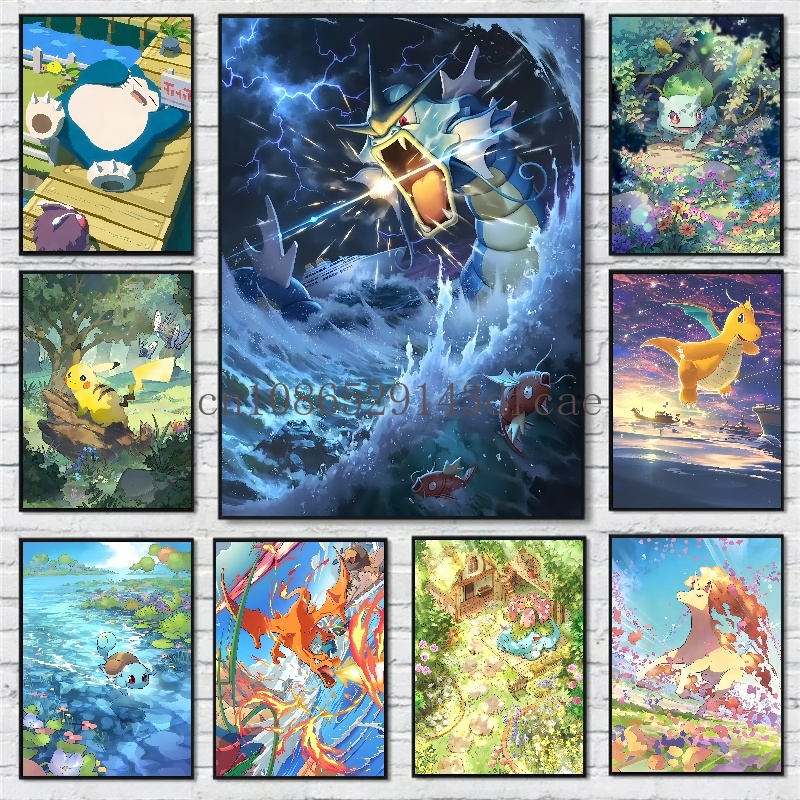 ポケモン漫画キャンバス絵画,ポスター,壁画画像,壁アート,家 - Home Improvement Tv Show のレビューと価格